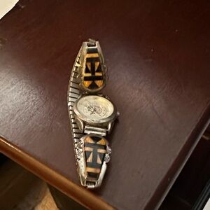 Silver and Black Geometric Watch Bracelet